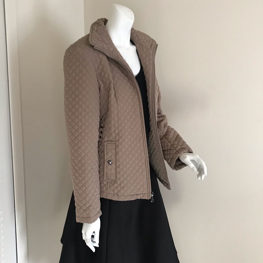 Womens Taupe Quilted Jacket